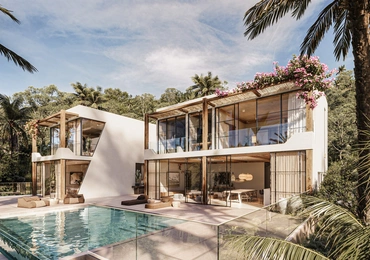 Chandra Samui designer villas - villa exterior pool angle