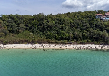 Land Plot on Samui Unique 27 Rai oceanfront land drone view