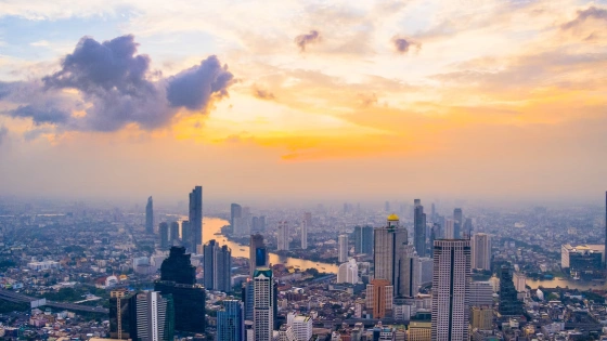None Skyline of Bangkok and Chaophraya river