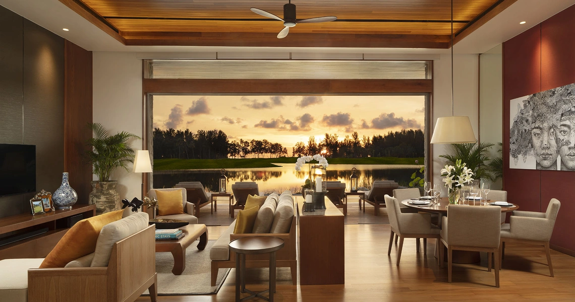 Aquella Lakeside Phang Nga golf villa sunset view