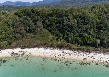 Land Plot on Samui Unique 27 Rai oceanfront land drone view