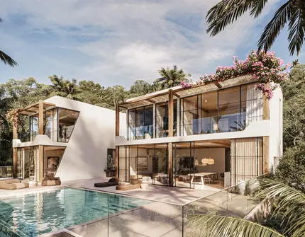 Chandra Samui designer villas - villa exterior pool angle