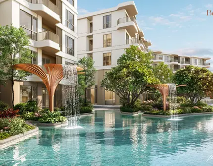 The Balcony beachfront condo Phuket - pool, fountains and greenery