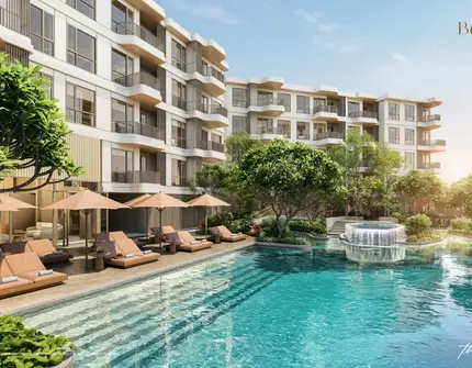 The Balcony beachfront condo Phuket - pool deck and buildings