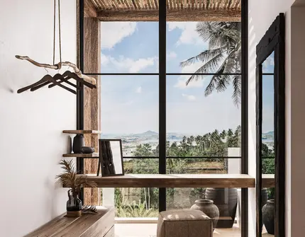 Chandra Samui designer villas - desk with a view