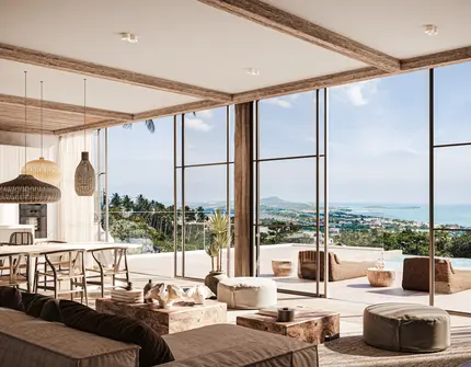 Chandra Samui designer villas - sea view from the living room