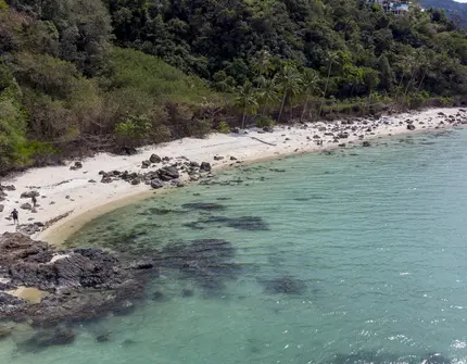 Land Plot on Samui Unique 27 Rai oceanfront land drone view
