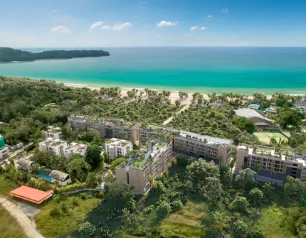 Condominium on Phuket Laguna Beachside aerial towards the sea