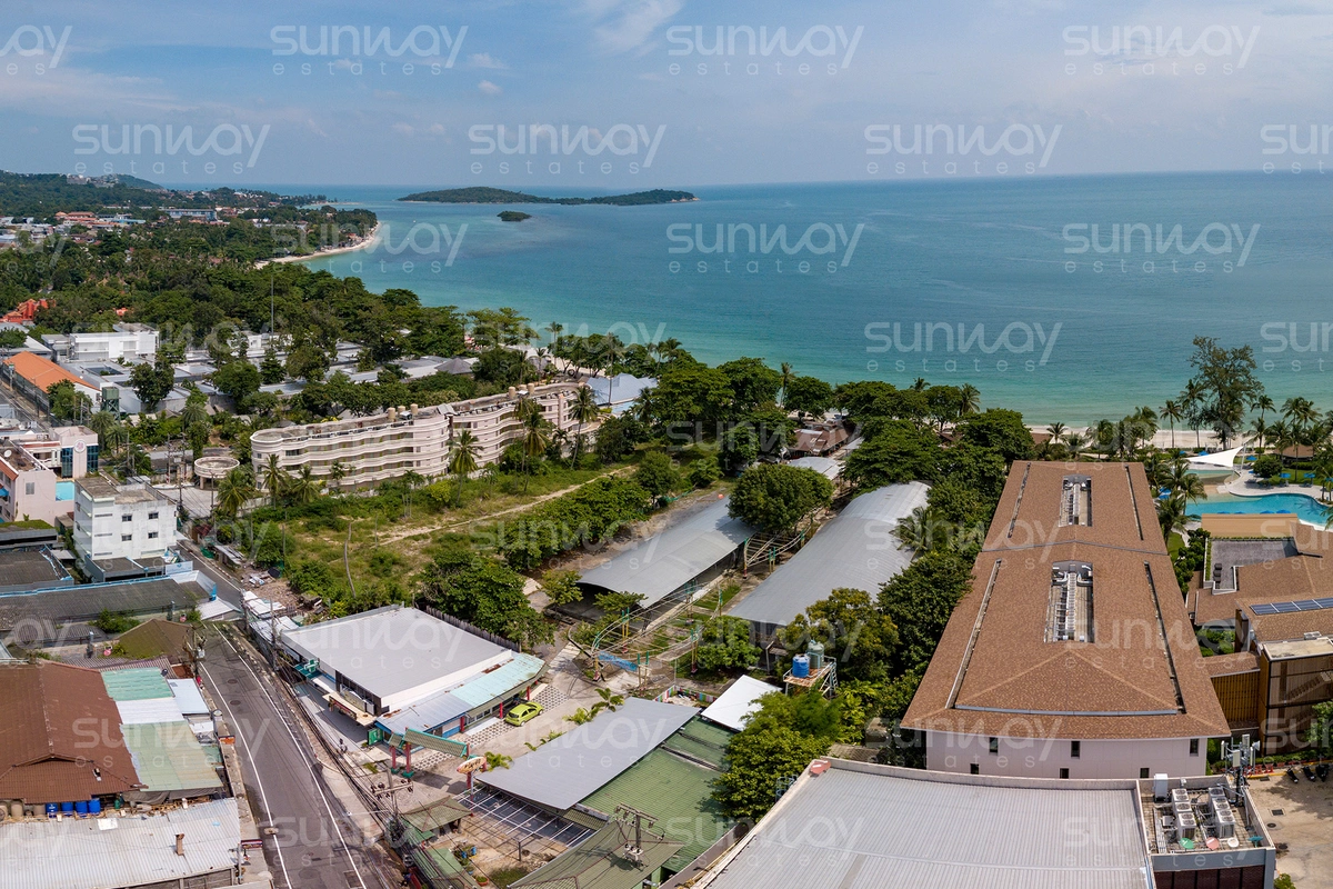 Land Plot on Samui Beach front land for sale drone view