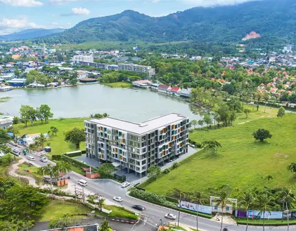 Laguna Lakeside premium Phuket condo - view onto Boat Avenue