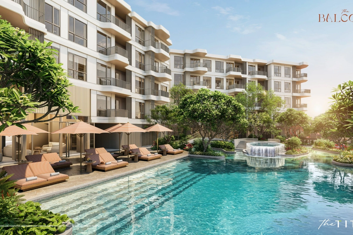 The Balcony beachfront condo Phuket - pool deck and buildings