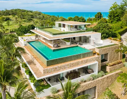 Luxury villas on Samui 6 Bedroom Pool Villa in Samujana drone view