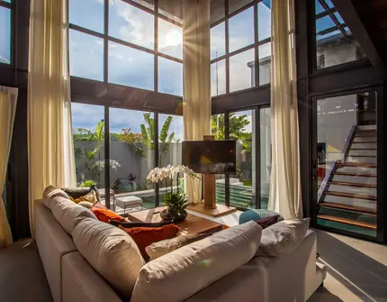 Riverhouse Phuket 3 bedroom villa living room and pool