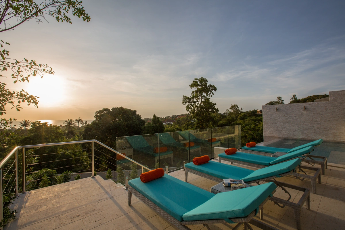 Villa Ambience - sea view from the deck at sunset