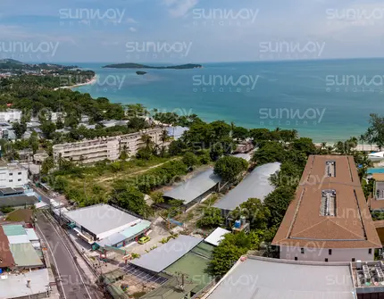 Land Plot on Samui Beach front land for sale drone view
