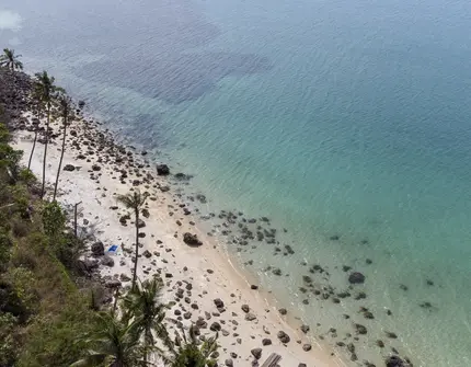 Land Plot on Samui Unique 27 Rai oceanfront land drone view
