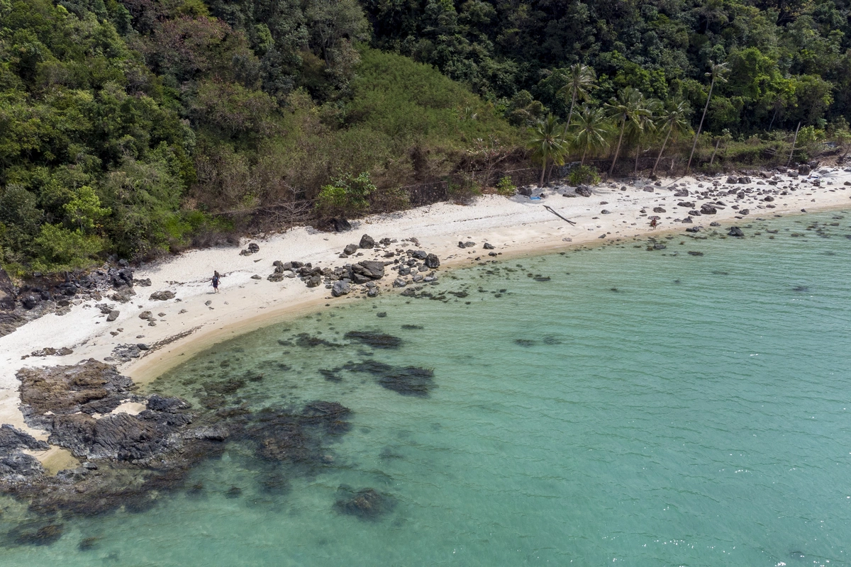 Land Plot on Samui Unique 27 Rai oceanfront land drone view