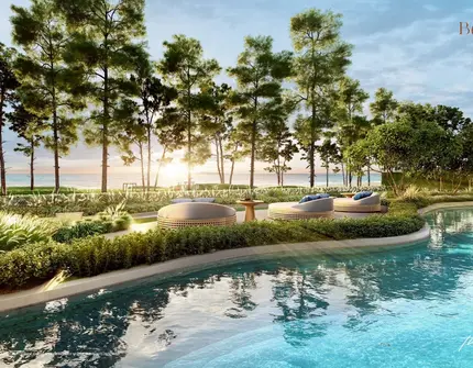 The Balcony beachfront condo Phuket - sun beds overlooking Nai Yang beach