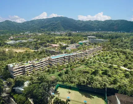 Condominium on Phuket Laguna Beachside roof top aerial