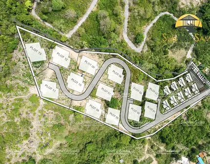 Chandra Samui designer villas - drone view of masterplan, different angle