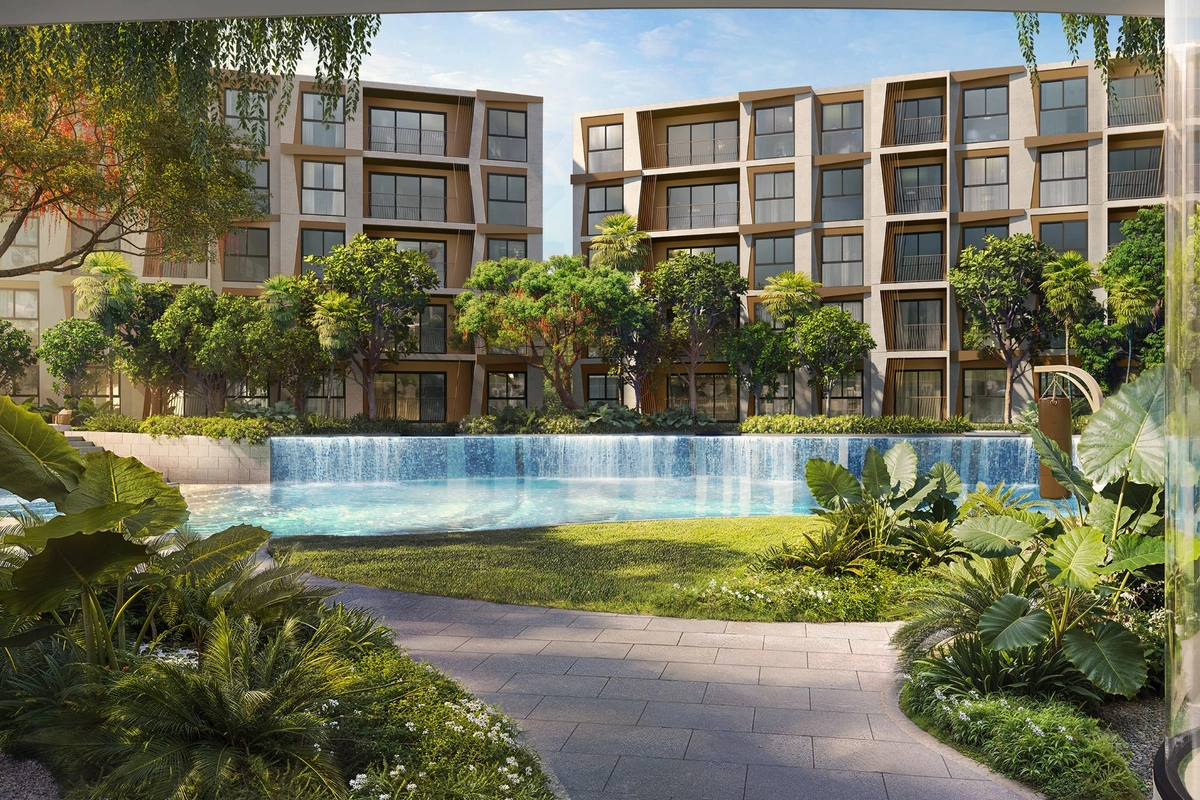 Rhea by Sansiri resort condo - swimming pool viewed from the building