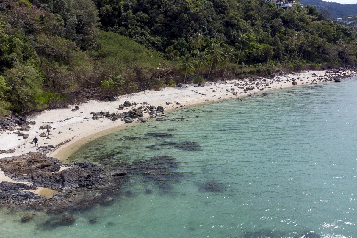 Land Plot on Samui Unique 27 Rai oceanfront land drone view