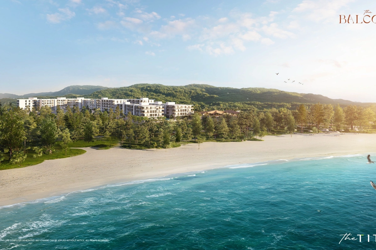 The Balcony beachfront condo Phuket - aerial view from the sea
