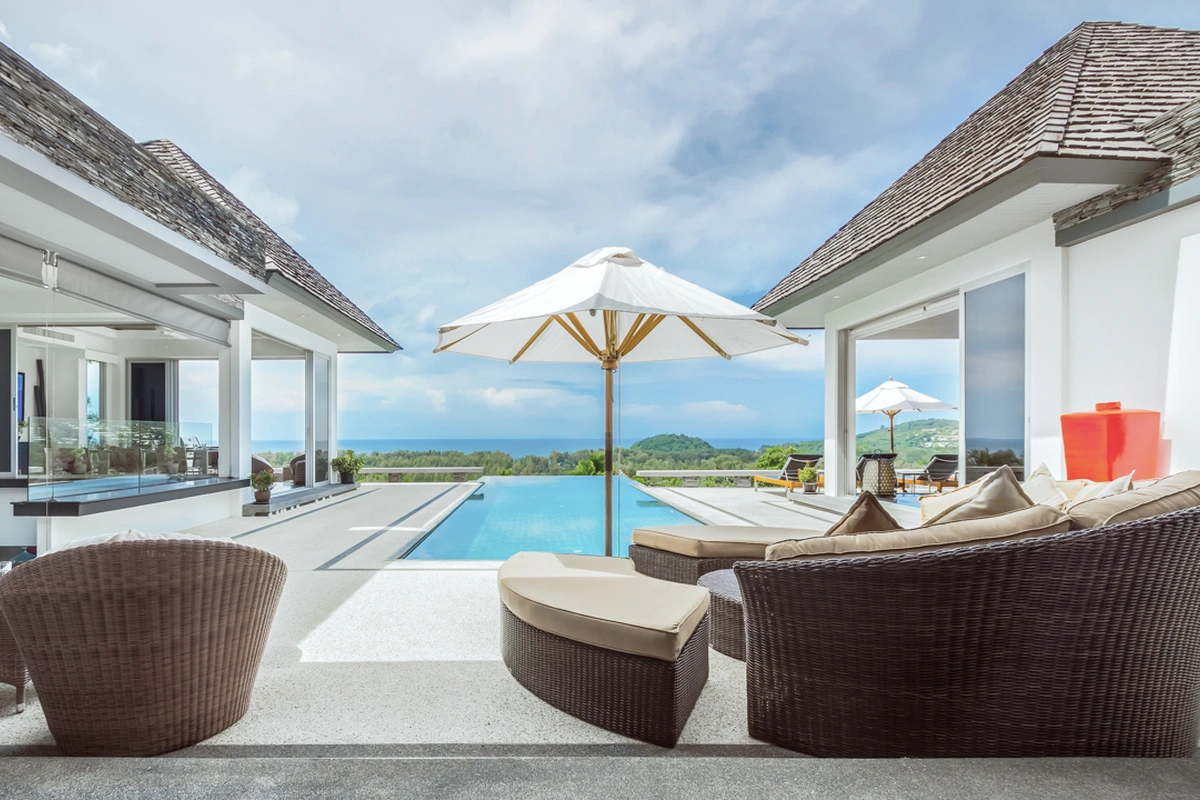 Villa Bauhinia -  terrace overlooking the pool and sea