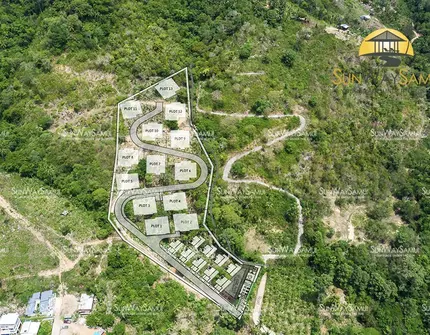 Chandra Samui designer villas - drone view of masterplan