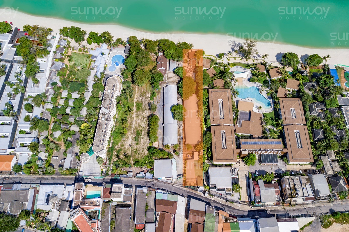 Land Plot on Samui Beach front land for sale drone view